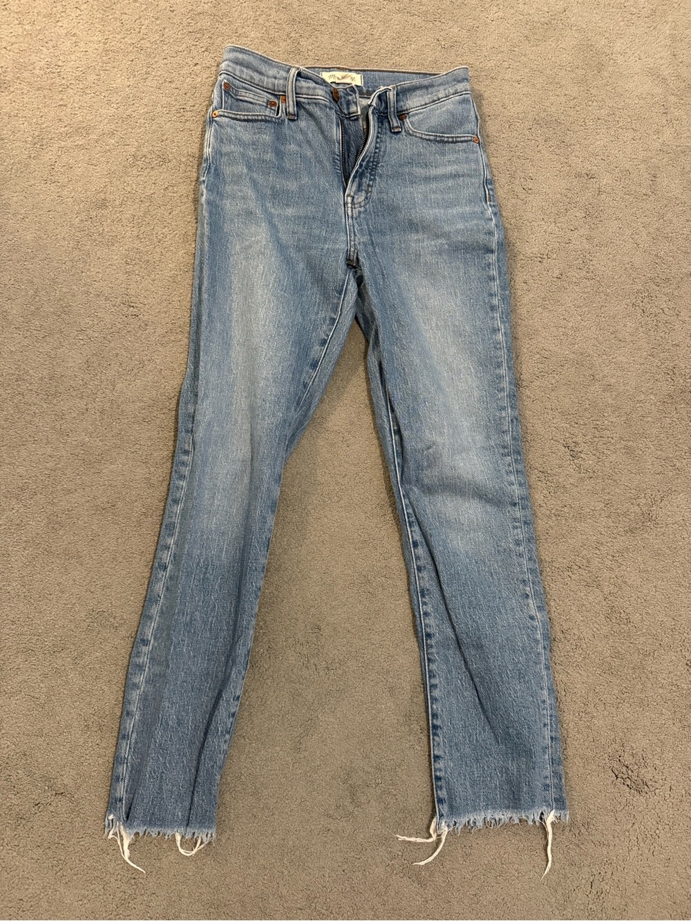 Madewell Light Blue Skinny Jeans with Raw Hem